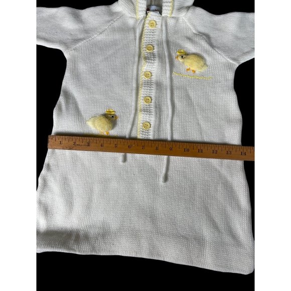 Vintage Baby Kisses Button Down Baby 3D Chick Bunting w/ Hoodie White Yellow - Picture 5 of 5